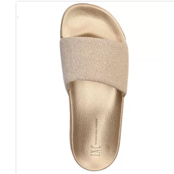 INC Macy's Gold Metallic Slide Slippers NWT! - Picture 2 of 3
